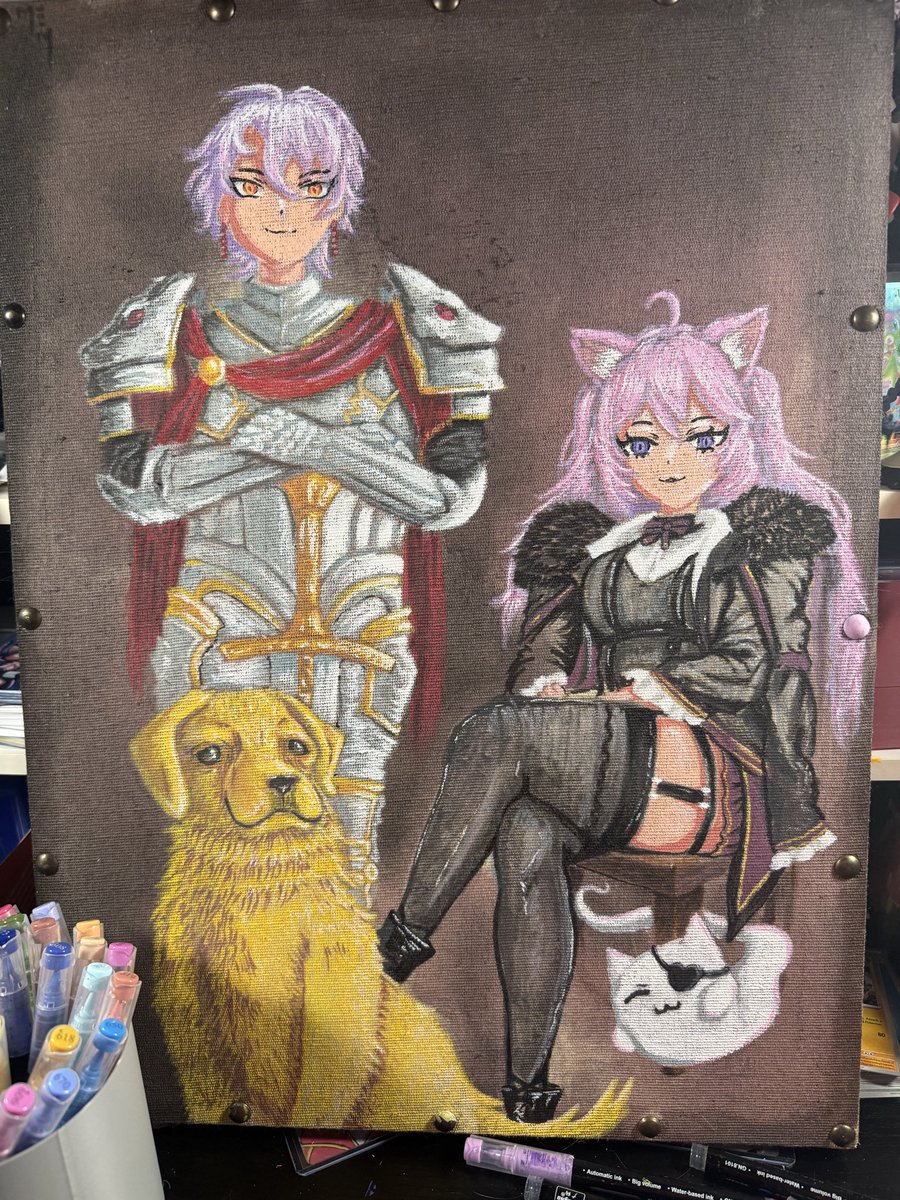 eepprraa's tweet photo. WIP (continuation)
Almost done - new paint markers will be delivered tomorrow but for now,
Still goin at it, enjoying the process.
#aethelart #nyanart
Acrylic/ink on burlap canvas https://t.co/VKhlACSpI2