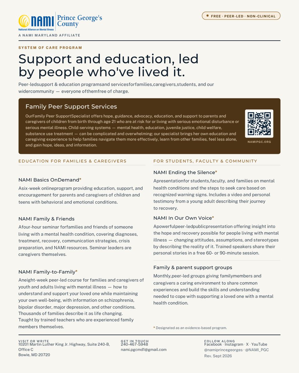 NAMI_PGC's tweet photo. ๐ป Support and education, led by people who've lived it. Explore NAMI PGC's full System of Care Program: https://t.co/PaAMLqpqeO #NAMIPGC https://t.co/Lqf9L4vvWi