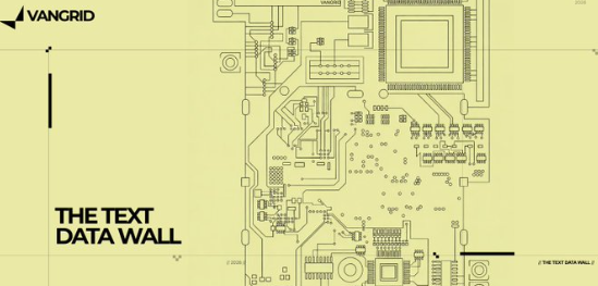 A yellow-tinted graphic displays a circuit board design with the text 'THE TEXT DATA WALL' and the 'VANGRID' logo.