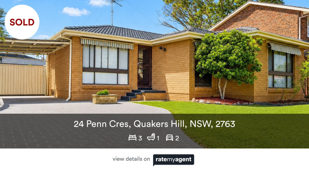 Deepak_Bangarh's tweet photo. 🛌 3 🛀 1 🚘 2
📍 24 Penn Cres, Quakers Hill, NSW, 2763

Our agent’s latest sale on #RateMyAgent

https://t.co/y1KlHfXMVv

...
#ratemyagent #realestate #DKB_Real_Estate https://t.co/68qcRVbcI5