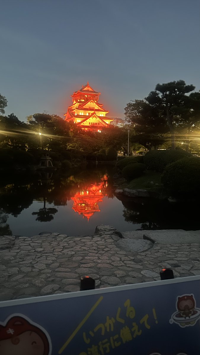 JATA_Osaka's tweet photo. #結核・呼吸器感染症予防週間 に合わせて、9/24にライトアップされた大阪城✨ https://t.co/KPqvpaOHeS