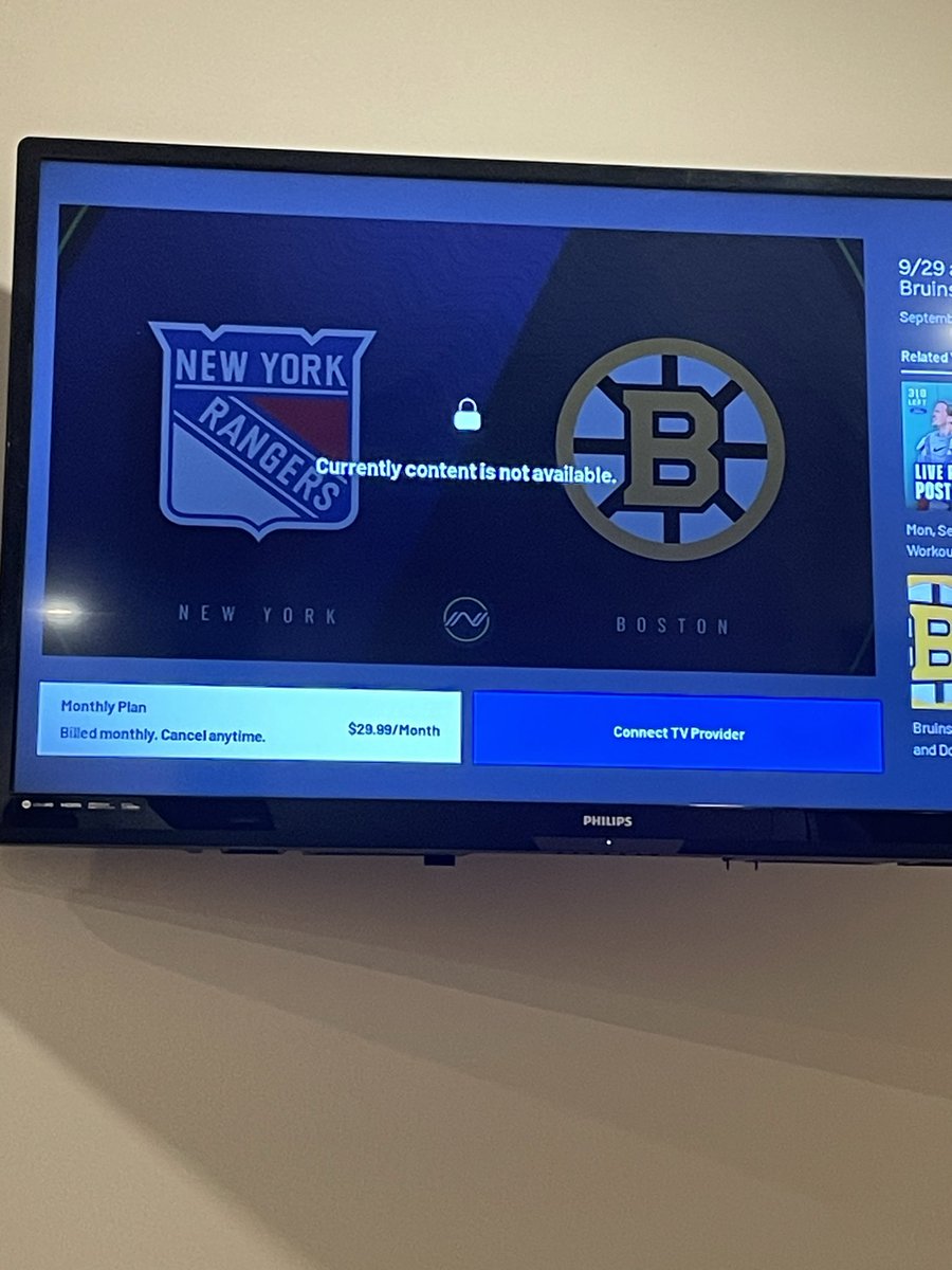 meredithward88's tweet photo. @goaliehug I have ESPN too. I’m subscribed to the NESN360 app where I pay $29.99 a month. I was able to watch pregame then got this https://t.co/omE949QXBA