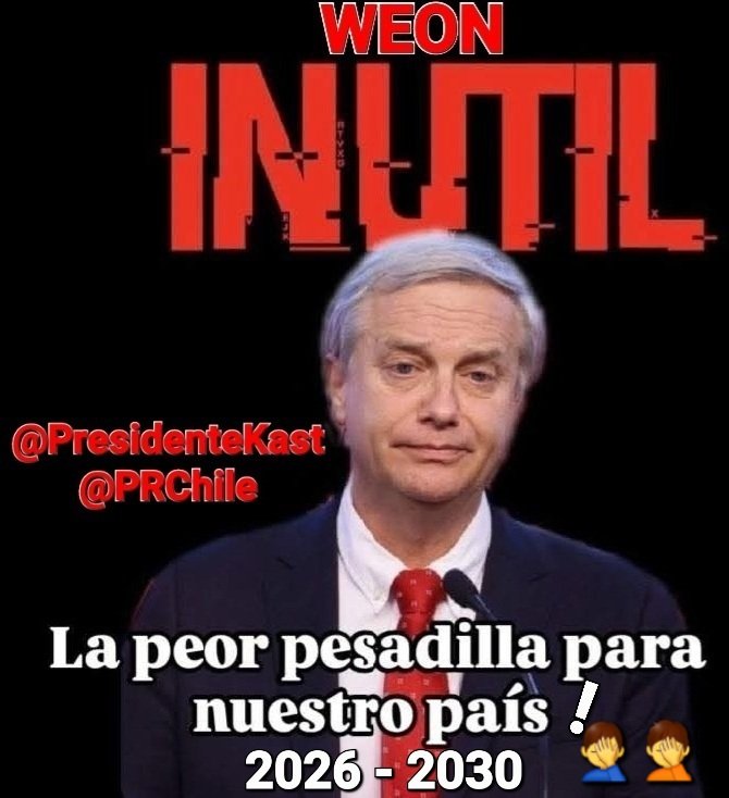 Rodrigo21225734's tweet photo. Paro Nacional contra el weon inútil,inepto y mitomano!
Esta mierda pinochetista no sirve como presidente.
Todas las encuestas(de derecha)le dan entre 58% y 62 % de rechazo ciudadano.El kakast tiene ya la cagada en Chile,en 6 meses!🤦‍♂️
#KastTieneLaCagá #KastEsUnaEstafa 
#ChaoKast https://t.co/MClAu7p9fO