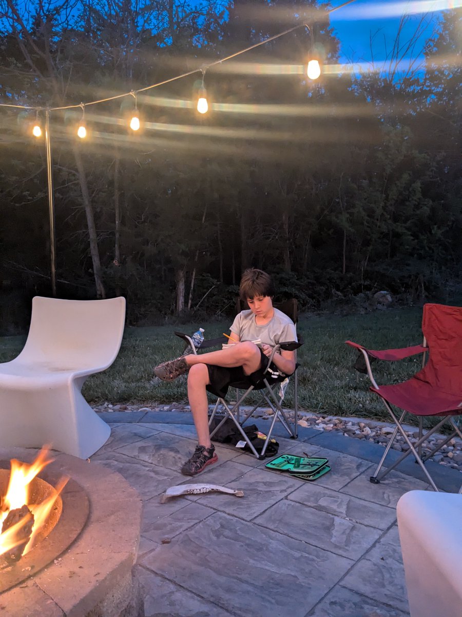brendanmjones's tweet photo. For some reason, Google Photos decided to show me a memory today. It was a photo I snapped the last time I took the kids out for a fire to roast hot dogs and s'mores. April 16.
I looked across at my son Christian, sitting with his sketchpad, and I remember thinking about what a big kid he is becoming. How he almost looked like a man sitting there.
Lucy was there next to me. I stroked her back and thought about how small Christian was when I first brought her back.
Then I looked at the photos from the next day. April 17.
Christian was volunteering his time at a local restaurant and was helping them make miniature pies. When I went to pick him up, he was standing there with one of the pies he had made. He wanted me to take a photo of him.
I went home and was out in the pasture when I found that a duck had built a nest among the thistles. I took a photo of it to show Dolly. That meant that baby ducks were on the way.
Then there is a photo of a little container of creamer. Why did I take that photo? I have no idea. It was significant at the time, I guess, on that otherwise ordinary day.
We were going to have another fire that night.
We were living in a state of blissful ignorance, but wheels were in motion.
If you've read Desert Pearl, you already know what happened before we could have that fire.
We still have not had that fire. Not since April 16. I don't know why. Something lingering about the memory of what happened, I suppose.
In most ways, however, life has gone back to normal here. You can't say the same thing about Snuggles. He has been locked up for a year now.
I look back on April 16 with nostalgia. I can feel the pain that followed, but the pieces are back in place.
Pima County and the City of Tucson, it's time to do the right thing and let the pieces fall back into place for @JenniferEvn22 and her family.
#SaveSnuggles