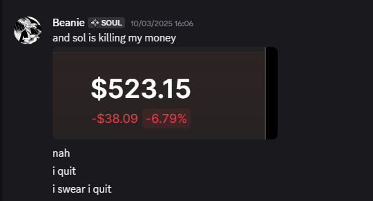BeanzzSOL's tweet photo. Y'all ever look back to where you started n think holy shit you really did it? Lil corny ik but i was really one decision away from never touching trading again, i know everyone says this but never stop clicking, i deadass fullported griffain with my last 1 sol at 100 mil 😭 https://t.co/lMM7PhYNGO