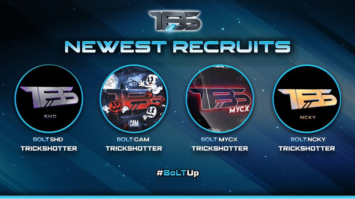 TeamBoLTSnipers's tweet photo. Please join us in welcoming our newest trickshotters to BoLT!

👤 - @shdvzz 
👤 - @sauscam_ 
👤 - @OGSPK 
👤 - @ShotsByNCKY 

⚡️ | #BoLTUp https://t.co/vKjoZpG3WY
