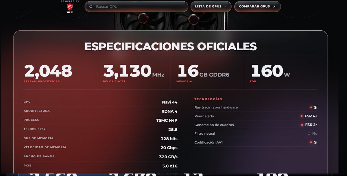 michaelpcmaster's tweet photo. Llevo casi 25 meses trabajando en esto.
Haciendo pruebas día y noche. 
Comprando algunas GPUs que no tenía y luego de las pruebas vendiéndolas a precio más bajo para ir a comprar otras y hasta pidiendo GPUs prestadas.

Y para qué?
Pues hoy, amigos, les cuento que orgullosamente he finalizado con la base de datos más completa sobre tarjetas de video y si me lo permiten, más bonita, de todo Internet

Son más de 70 tarjetas de video, desde la GTX 1050Ti  hasta la RTX 5090, incluyendo la más reciente RX 9050

El 96% de esas tarjetas han sido probadas en 15 juegos diferentes, en 3 resoluciones diferentes, con Ray Tracing y sin él, para un total de más de 5000 pruebas distintas. Y todas las GPUs incluyen su ficha técnica tomada de sitios oficiales.

Y no solamente es una base de datos, si no que es un sitio para poder comparar en modo vs las GPUs que queramos: su rendimiento, su consumo, su VRAM etc etc etc

Esta misma semana lanzaré el sitio web. Estoy a unas 20 horas de tenerlo al 100%

Fue una labor titánica e incluso el diseño del sitio web es de mi autoría. Y me encanta.  Luce elegante, limpio, minimalista, moderno. 

Pronto tendremos, repito, la mejor base de datos y de comparación de GPUs. Realista y sin sesgos.

Lo quería celebrar con ustedes...

Sacrifiqué muchas cosas para tener esto. Es mi legado para esta increíble comunidad ❤️

Gracias a MSI por apoyar este titánico proyecto