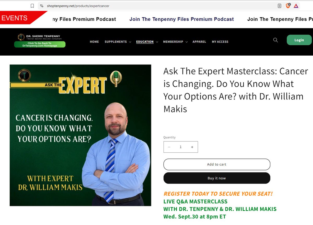MakisMedicine's tweet photo. NEWS: Ask the Expert Masterclass - Cancer is Changing. Do you know what your options are?

I'm excited to join Dr. Sherri Tenpenny @BusyDrT for a discussion on cancer and repurposed drugs (Ivermectin, Mebendazole, Fenbendazole) tomorrow!

Don't miss it!! 😃