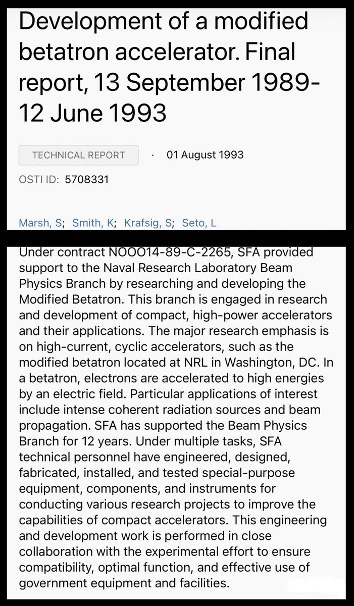 MagnetReconnect's tweet photo. “Betatron Soft Kill Device” 

1989 #DARPA SBIR feasibility study for a #Betatron Soft Kill Device using explosive collapse to generate directed gamma radiation for electronics disablement. 

https://t.co/KCUGQbq3oq

https://t.co/iY9LkLa7h0 https://t.co/vWhiAkigxa