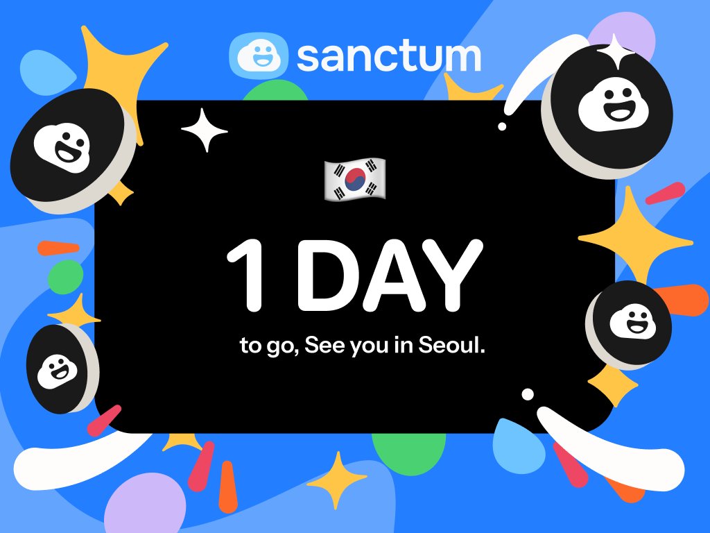 sanctumso's tweet photo. 1 day out 🫣

In Seoul for KBW? Make your Sanctum card in a minute, it shows everyone where to find you.

Post it on X and you're in the Seoul Card Raffle. Card holders only, drawn at SANC Nine on 1 Oct (Tomorrow).

 Make yours here: https://t.co/YEkpXUmnHG 👈🏻 https://t.co/jEPGkpSEYu
