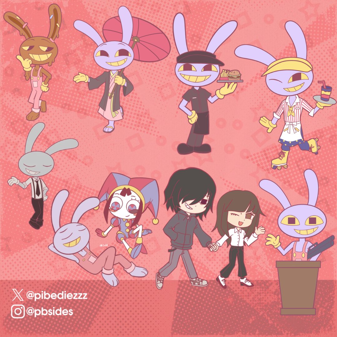 StarFirell1's tweet photo. Ending style Jaxies! (Ft. Pomni) 

Estuvieron disponibles durante la presentación de Pablo Gandolfo en @vivelaconco !! 

Gracias @pibediezzz por permitirme participar en esto para la funnybunny nation 👌🏻💖

#tadc #funnybunny #theamazingdigitalcircus #jaxfanart #pomnifanart https://t.co/KMYMNqpGDh