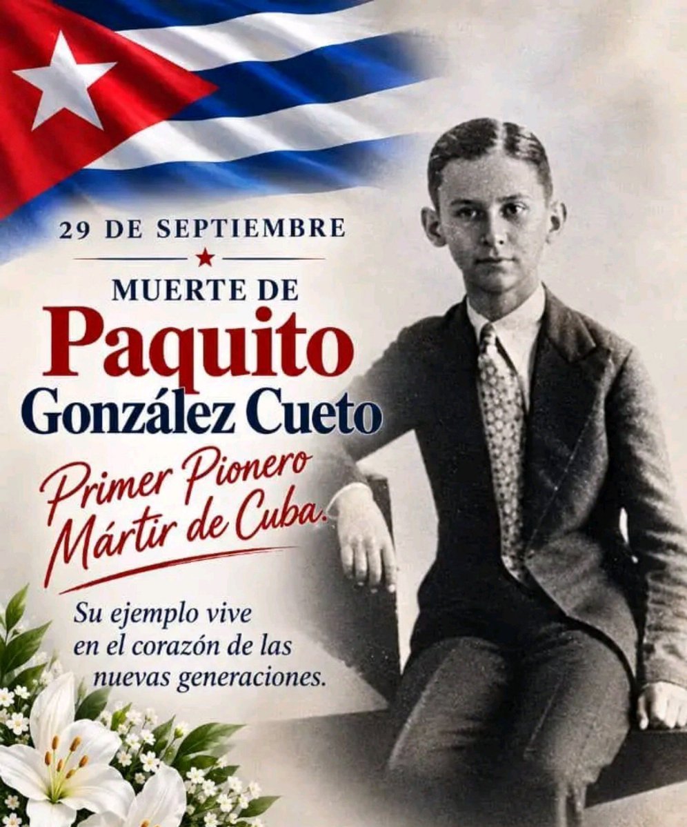 Ferrerctc's tweet photo. Recordamos a Paquito González Cueto, asesinado un día como hoy en 1933. Su sacrificio nos inspira a defender la Patria con dignidad.🕊️ #TenemosMemoria  #CubaViveEnSuHistoria @Colina_CTCuba @EduardoLopezL65 @PieterTerry @CTCProCav @YunielCTCav @JHGcasanova @AliDiazAD @pina_veliz https://t.co/tmmWK91IIq
