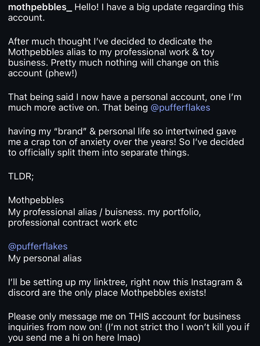 Pufferflakes_'s tweet photo. HI I changed my username here from @mothpebbles to @Pufferflakes_  to seperate my dumb tweets from my professional work !! https://t.co/3F6VCc7nc7