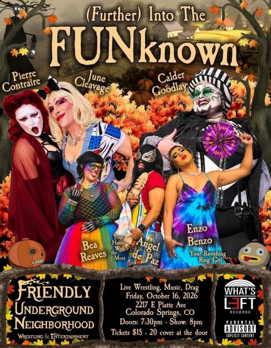 RefereeBennyG's tweet photo. Y'all thought September was action packed? You ain't seen nothing yet! Don't miss when #FUNWrestling presents #FurtherIntoTheFUNknown on Oct 16th followed by #HillsideOfHorrors presented by @OfficialCWC719 &amp; @CSW80922 on the 17th &amp; @officialbpwlive #CarnivalOfCarnage on the 24th! https://t.co/gn2FDgmxC1
