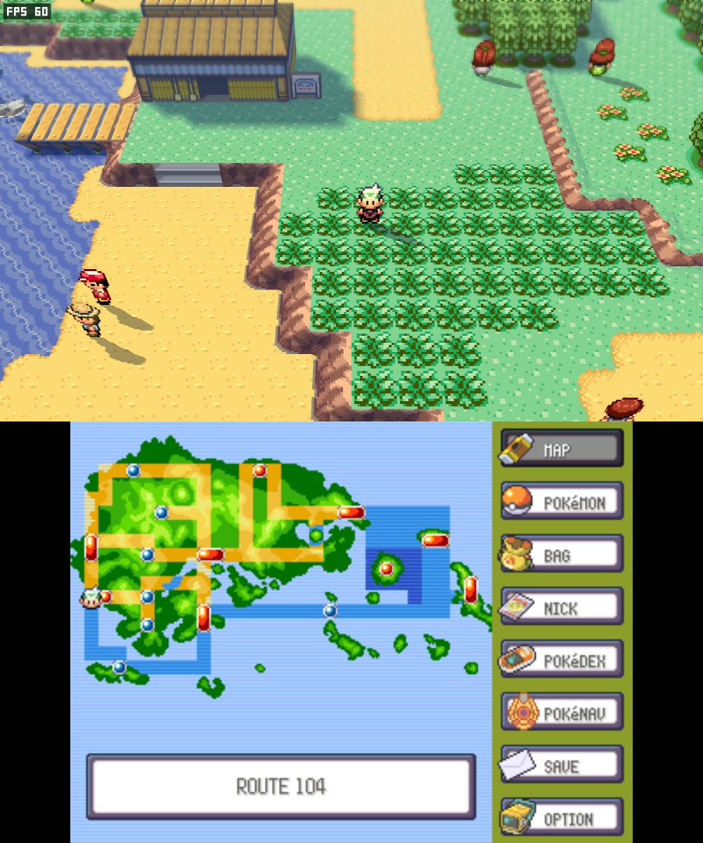 DustZallax's tweet photo. Pokémon Emerald 3Ds Dual Screen v0.1.2 is out!

- Touch-enabled PokéNav on the bottom screen
- Improved stereoscopic 3D
- Battle transitions in 2D & voxel mode
- Better character proportions, shadows and lighting, improved mountains, terrain and water levels, plus new 3D buildings including Rustboro Gym, Oldale houses, Mr Briney's cottage and Pretty Petal.
- Improved intro, title screen and menu presentation.
- Lots of fixes

https://t.co/sZqUC5YT7y
