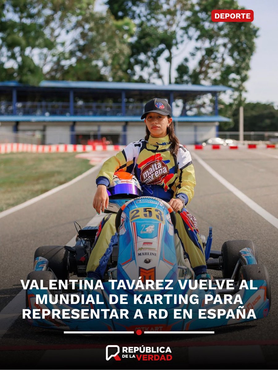 republicaverdad's tweet photo. 🇩🇴🏎️ Valentina Tavárez vuelve al Mundial de karting. Con 13 años, la dominicana competirá por tercera vez en la Tillotson T4 Nations Cup, del 30 de septiembre al 4 de octubre en Valencia, España.

Más información en https://t.co/DeyFLDV1lh

#RepúblicaDeLaVerdad #Karting https://t.co/qeyE9endpL