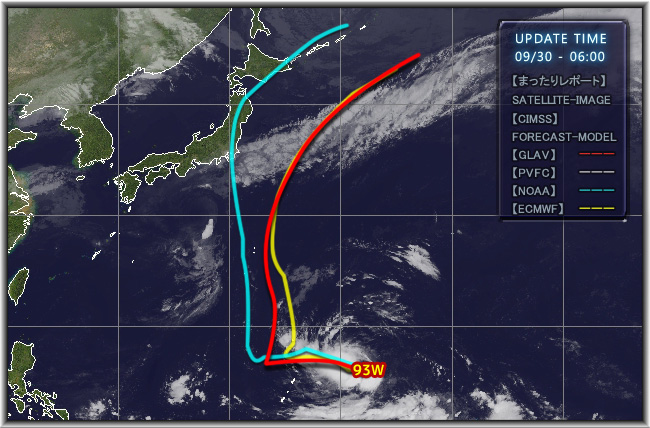 pacific_o's tweet photo. JTWC　Tropical Stormへのアラート発行
今後、発達しながら台風27号に成り…日本へ接近する可能性…留意。もっと東寄りになれば良いですが…［30日06時現在値］ https://t.co/a5AgzfIM9K