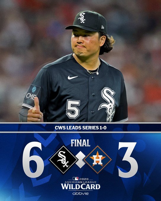 JulioGabrielRB's tweet photo. #Postseason ALWCS Juego 1 #WhiteSox 6 #Astros 3

  #WhiteSox lidera la serie 1-0. Juego 2 mañana 5pm

#MLB ⚾ https://t.co/PeFR358kgK