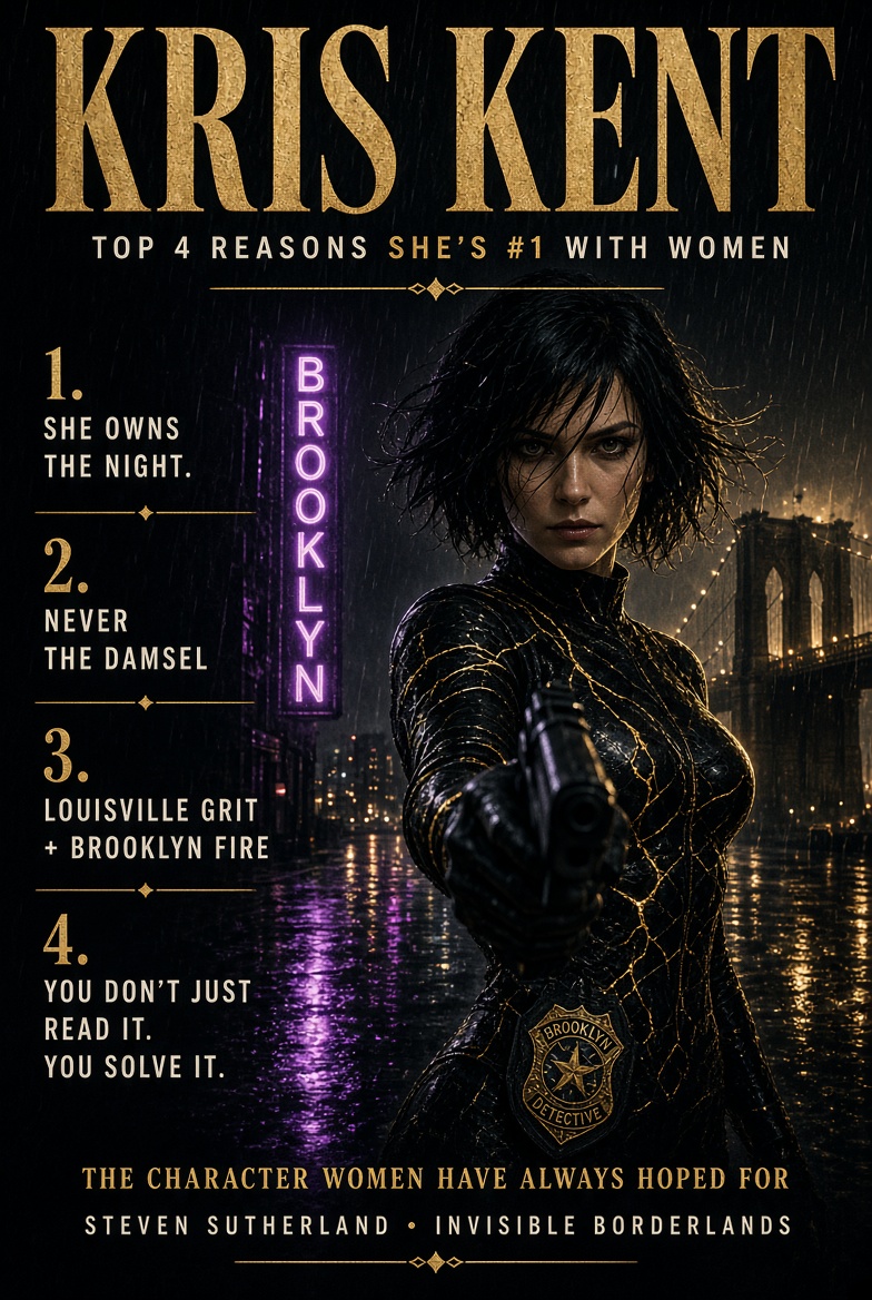 KrisKent4D's tweet photo. Kris Kent.
From Louisville. Brooklyn detective.
The character women have always hoped for.
She doesn’t just solve it.
She owns the night.
Noir mind. Enhanced power.
Invisible Borderlands.
— Steven Sutherland
#KrisKent #InvisibleBorderlands #NoirDetective #StrongWomen #WomenInMystery #FemaleLead #Brooklyn #Louisville #Puzzleween #Rocktober
She doesn’t just solve it.
She owns the night.
Kris Kent.
The detective women have been waiting for.
#KrisKent #InvisibleBorderlands #NoirDetective #StrongWomen #FemaleLead
Want a version with a call-to-action like “Comment 🕵️♀️🧩” so it matches your earlier community posts?