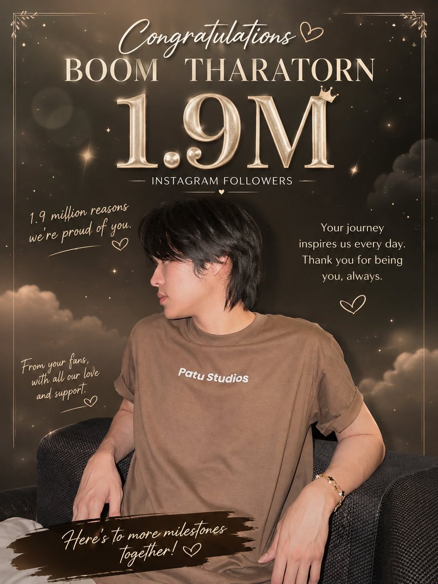ThuThu851's tweet photo. Congratulations on reaching 1.9M followers on Instagram, Boom! 🎉
Another beautiful milestone in your journey, and we’re so happy to be part of it. May your path continue to be filled with love, happiness, and countless wonderful opportunities. We’ll always be here, cheering for you and celebrating every little and big achievement of yours. You deserve all the love in the world! 🫶🏻

#besevboomIG1M9staytogether