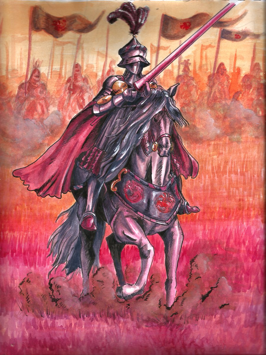 yoritomoart's tweet photo. Baelor Targaryen leads the charge at the Redgrass Field https://t.co/2iBcCp2Xif