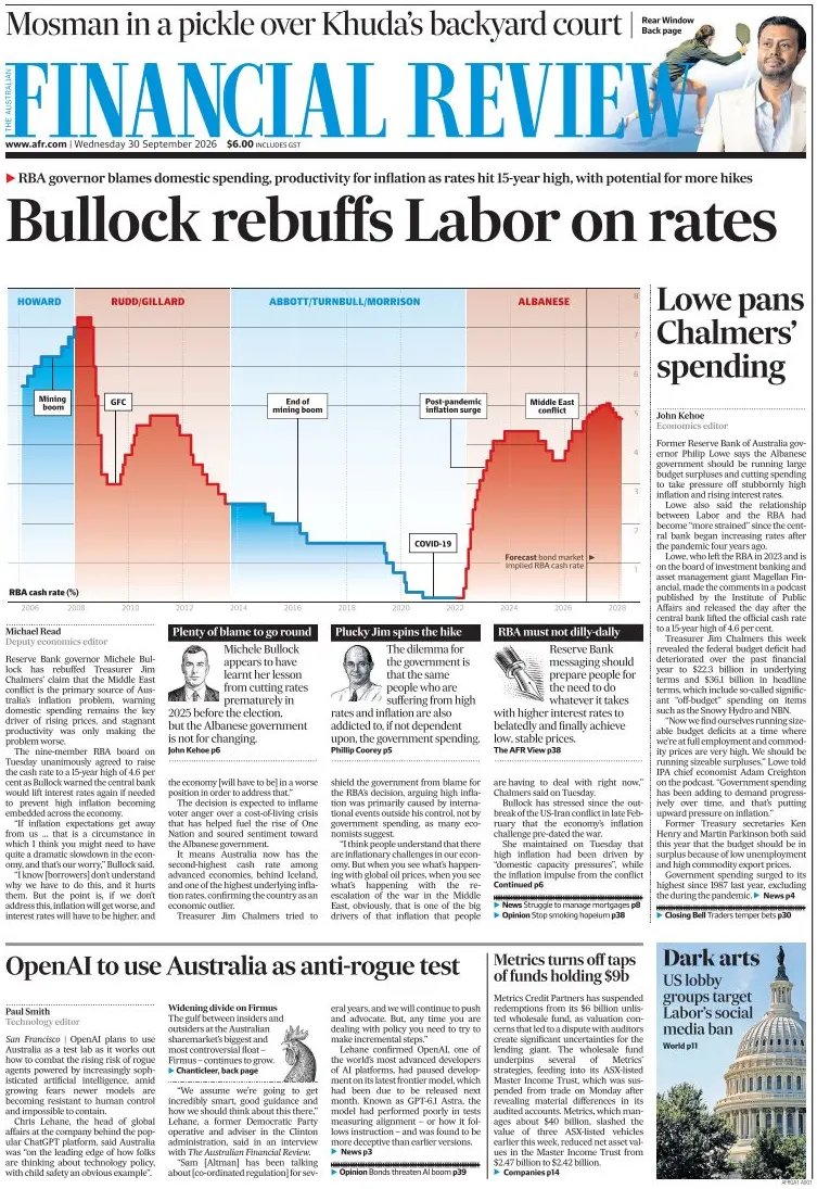 vittart75's tweet photo. Australie. La Banque centrale accentue le fardeau des ménages en portant son taux directeur à 4,6%, un record depuis 2011.
Taux de chômage à 4,6% et inflation à 3,5% sont au plus haut.
Un échec pour la #RBA que sa gouverneure Michèle #Bullock récuse. #Chalmers https://t.co/jj3VnB19q8