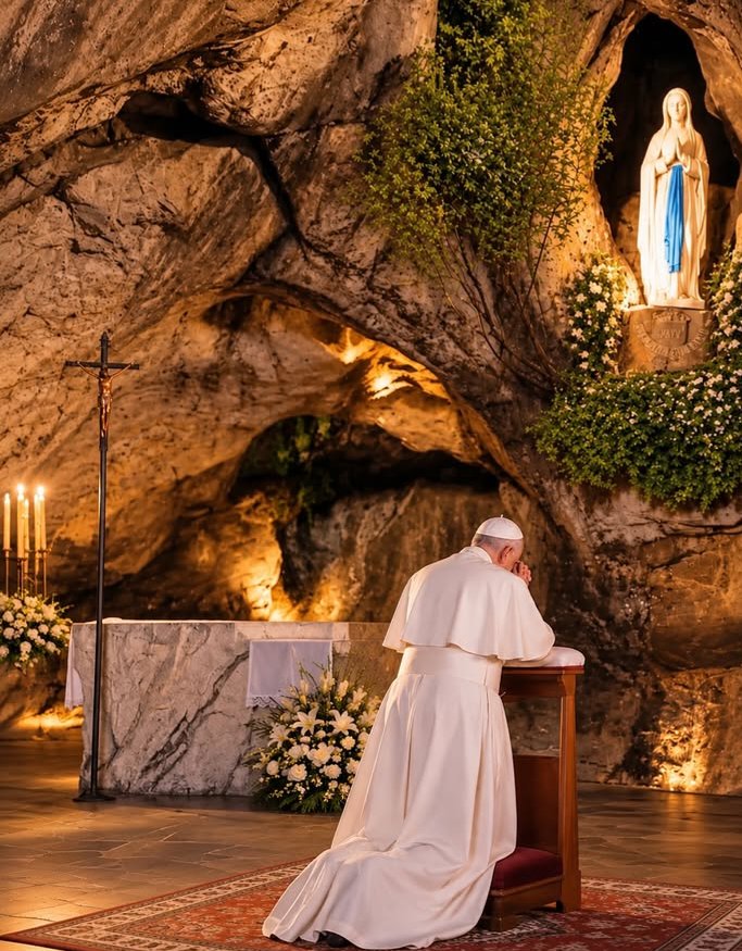NancyDi301258's tweet photo. El papa León XlV en su viaje apostólico a París Francia visita el santuario de la Virgen María Nuestra Señora de Lourdes y ora allí #bbtvi #sstvi #zeudiners https://t.co/SleCs3xfit