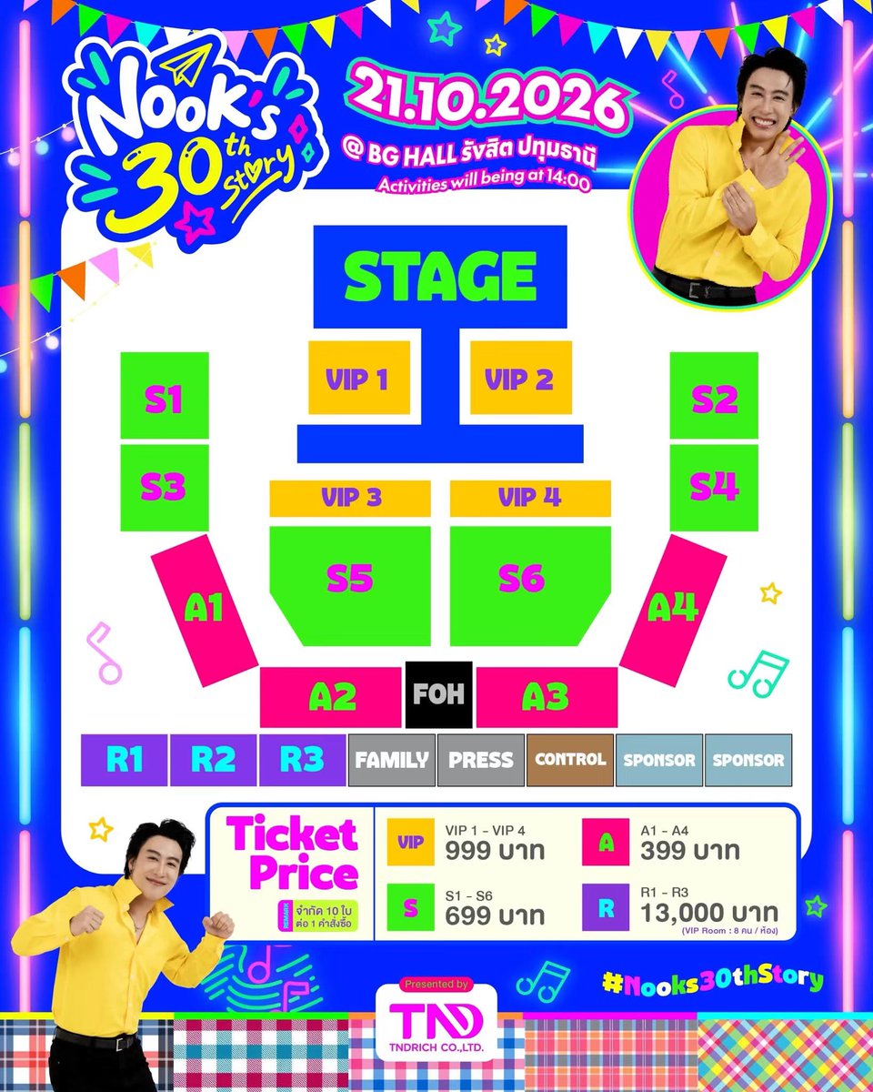 Nook_Official's tweet photo. 🟢เปิดขายบัตร “𝐍𝐨𝐨𝐤’𝐬 𝟑𝟎𝐭𝐡 𝐒𝐭𝐨𝐫𝐲”

เพราะคนเรามีวัย 30 ได้แค่ครั้งเดียว‼️
เคลียร์คิวให้พร้อม! เพราะงานนี้ไม่ได้มาเล่นๆในงานวันเกิดครบรอบ 30 ปีของ “นุ๊ก ธนดล” 🎂 🥳

“𝐍𝐨𝐨𝐤’𝐬 𝟑𝟎𝐭𝐡 𝐒𝐭𝐨𝐫𝐲”
🗓 วันพุธที่ 21 ตุลาคม 2569
📍 BG HALL รังสิต จ.ปทุมธานี

🔺 จำหน่ายบัตร 
▫️ ทาง https://t.co/RgI5cK522h
▫️ หรือทาง App Eventpass เท่านั้น สามารถดาวโหลดได้ที่ App Store ,Google Play

🔺𝐋𝐢𝐯𝐞 𝐒𝐭𝐫𝐞𝐚𝐦
จำหน่ายทางเพจ  Nook’s 30th Story 
▫️ https://t.co/g4WdrC8hi5

🔺สอบถามข้อมูลเพิ่มเติมได้ที่ LINE@
▫️ https://t.co/1nDGnvMIVs (@ 662lqpoe)

**ไลน์สำหรับสอบถามข้อมูลเพิ่มเติมเท่านั้น ไม่ใช่ไลน์จองบัตร**

#Nooks30thStory
#นุ๊กธนดล #NookThanadon
#NookThanadonOfficial