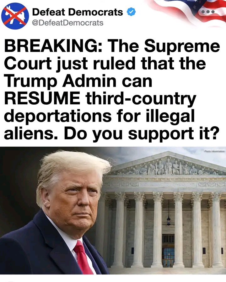 MaureenDodge13's tweet photo. The Supreme Court has cleared the way for the administration to resume sending people with final removal orders to nations willing to accept them. When a home country refuses to take its own citizens back, America cannot be required to house them indefinitely.

This is a practica https://t.co/r3j4Mb4Iia