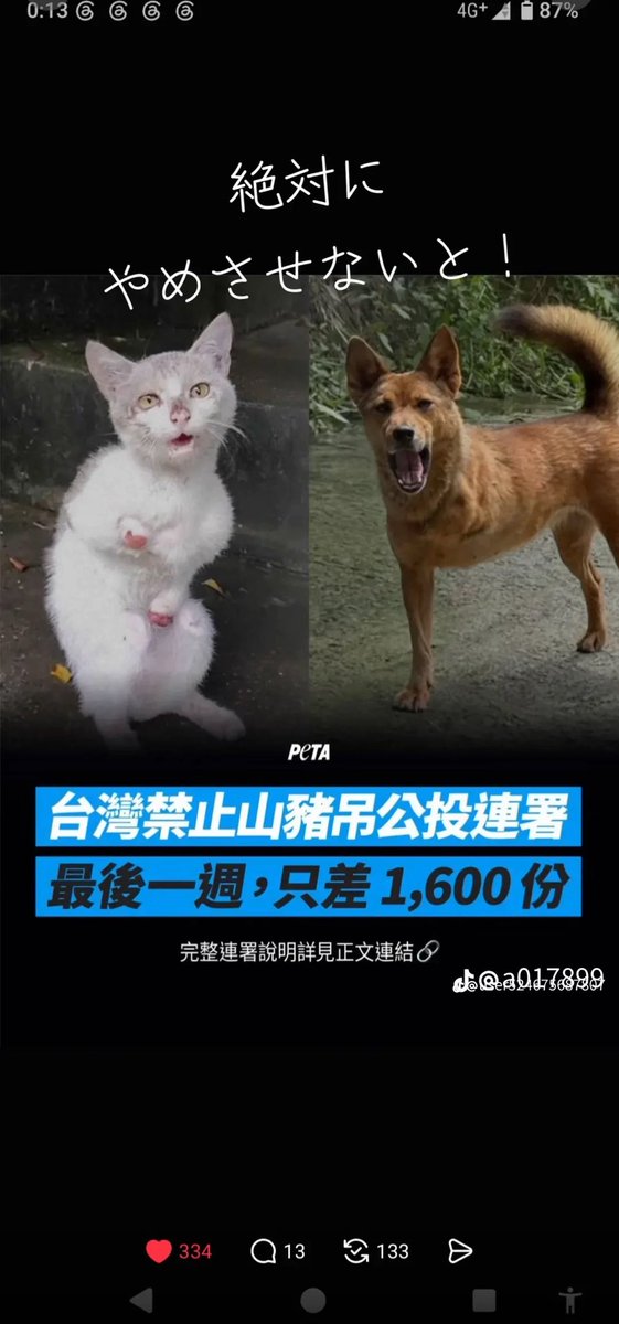 mamafuku999's tweet photo. トラバサミを禁止❌する署名活動がありますが台湾国外からの署名ができません…。せめて台湾の方々に届くように拡散をお願いします🙏10月1日までとなっており、もう時間がないのですが、できるだけの拡散と可能性を願います‼️
#台灣山猪吊
#禁止山猪吊
#動物保護
#やま山猪吊 https://t.co/sOgtScXMk9