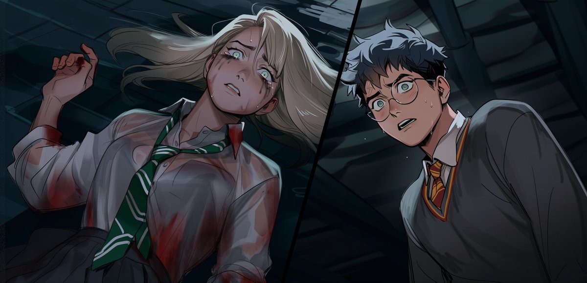 theexileddraco's tweet photo. Harry vs FemMalfoy Post-Sectumsempra

🐍...Pot...ter..?
⚡️N-no...I didn't mean... https://t.co/df63dYwP77