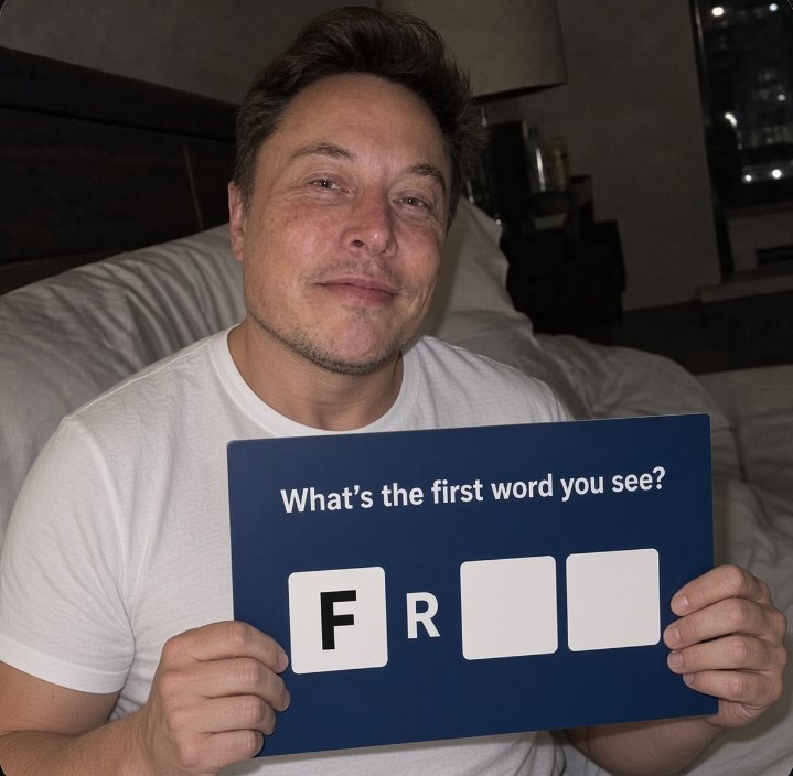 futurevision46's tweet photo. F R _ _ 👀 What’s the first word you see?
     $1,900 prize — Go! 🔥 https://t.co/bVURzRow2v