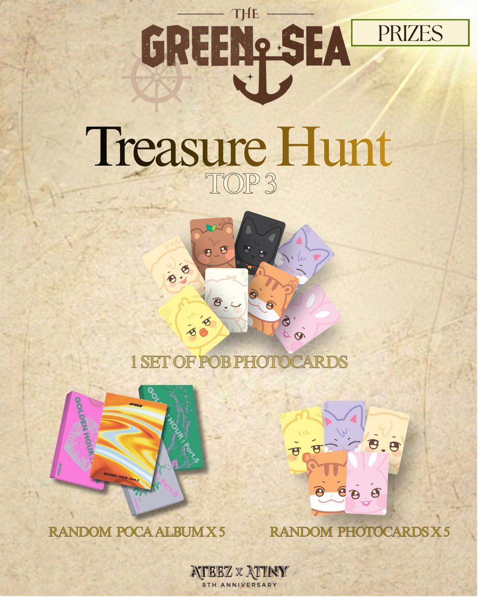 aporiaviii's tweet photo. 🧭🌊PRIZES AWAIT THE BRAVEST WANDERERS 🏆‼️
Join us on our treasure hunt!
🗓️ 24th October 2026
📍 Cloud Cafe, Lalaport
🕑 1.30pm-3.30pm

Gather your crew &amp; get ready for the adventure by filling the RSVP form below!
[ https://t.co/6ZDNP0kjkh ]

#TheGreenSeaAwaits #ATEEZ #ATINY https://t.co/5ozqlUz5Q0