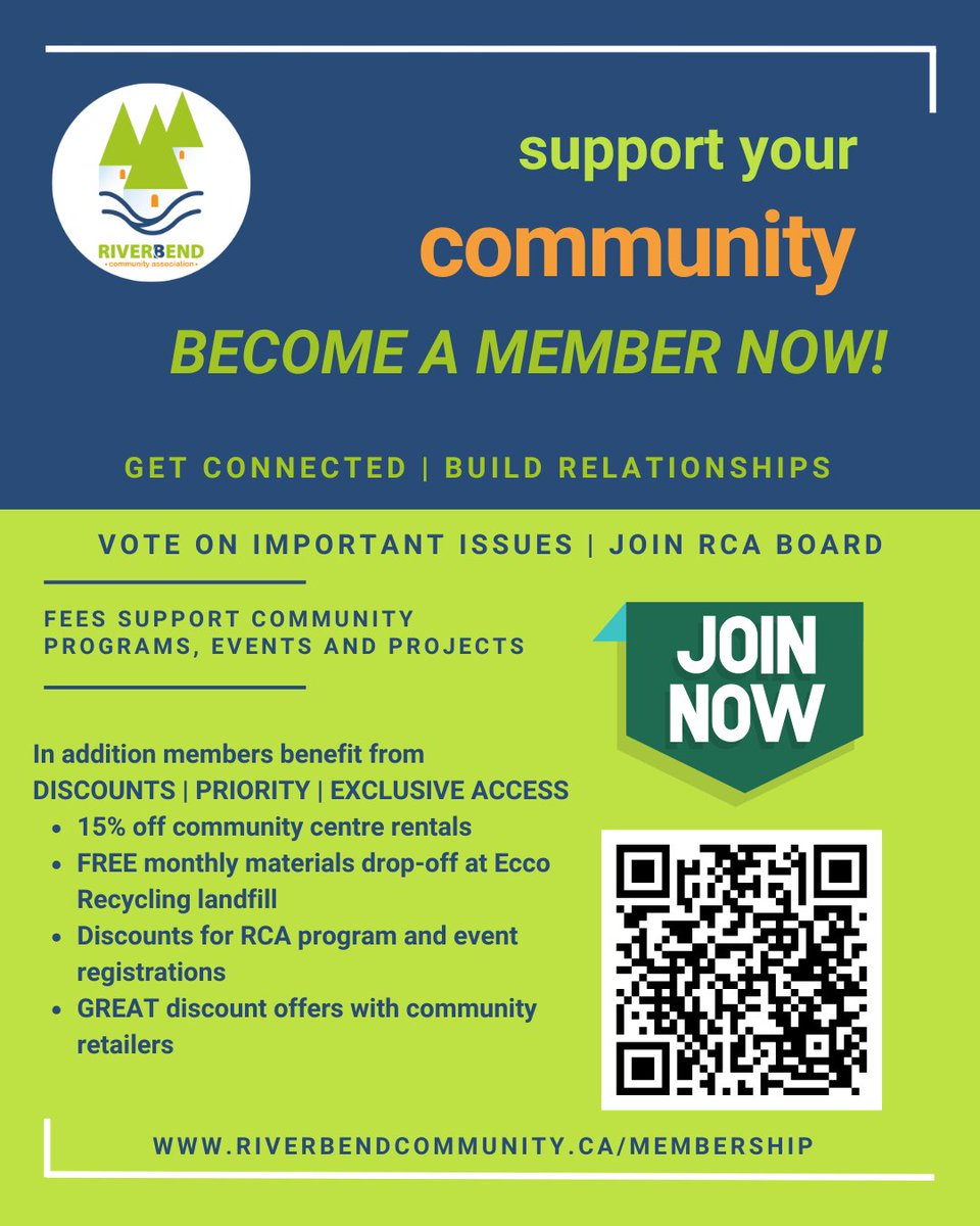 RiverbendYYC's tweet photo. Renew or become a new Riverbend Community Association member today! Get great perks! 
Individual/Family [Most Popular] - $25 + GST - Seniors - $15 + GST
https://t.co/ZO6tFJH4kw
 #RiverbendCommunity #CommunityMembership #CommunityPerks #JoinNow https://t.co/dzYSTNCk8r
