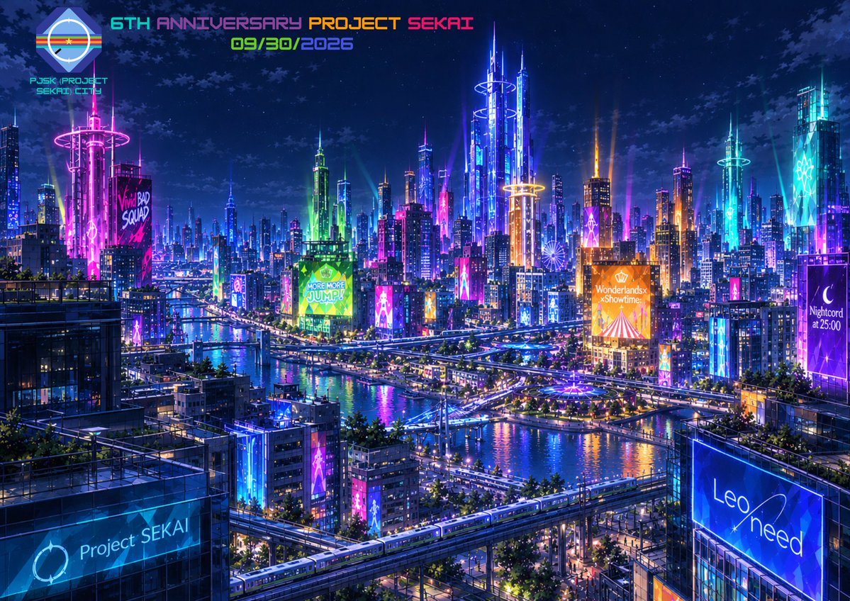 02Otojo4575's tweet photo. Earlier in 12 midnight (JST Time)
PJSK City is now lights on.
And the game anniversary day starts.
Happy 6th Anniversary PJSK!
#IMH #ImperialModernofHerta #PJSKCity #PJSK https://t.co/zLxhJZksc0