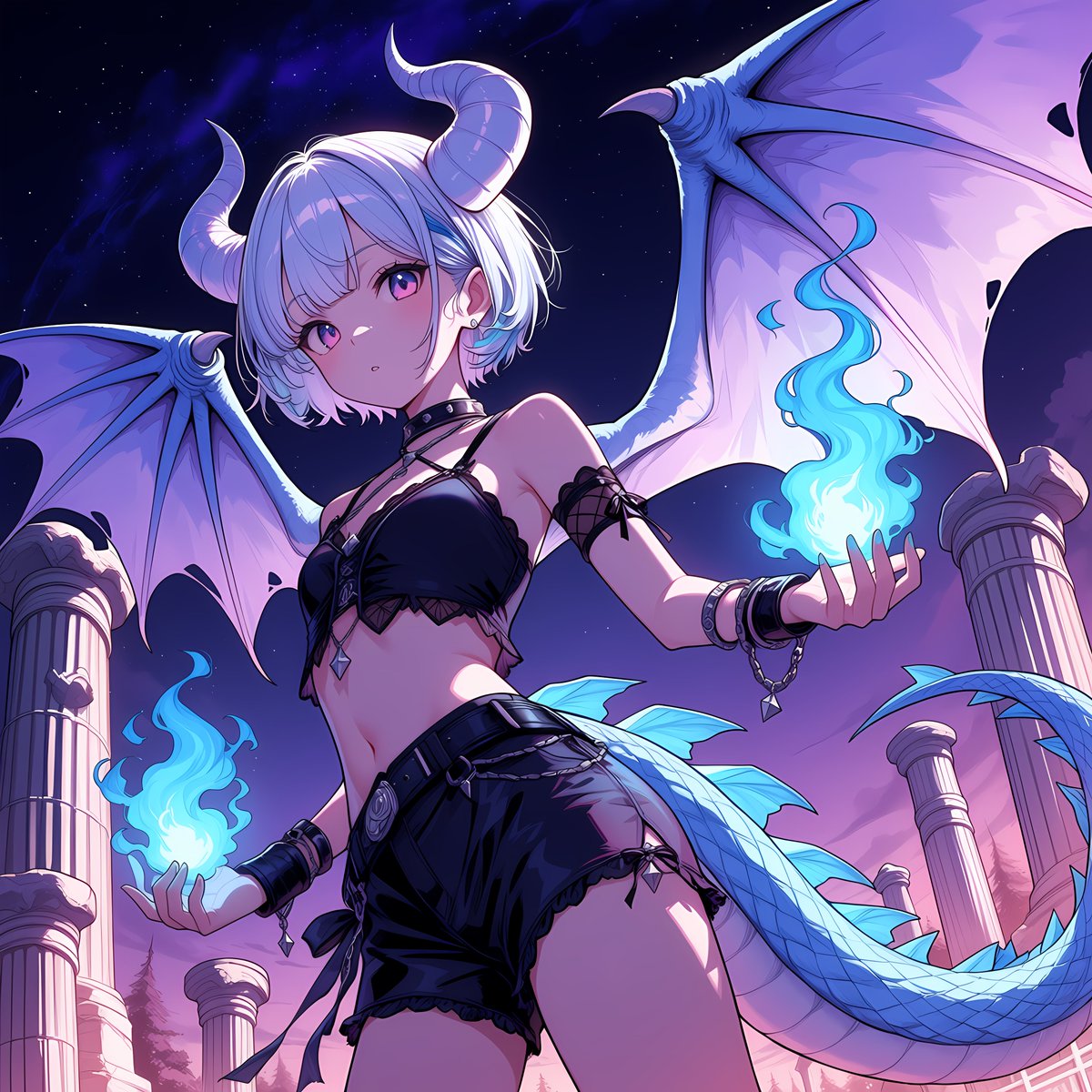 lucent_works's tweet photo. 蒼き炎を従えて、夜を翔ける。
Commanding blue flames beneath the night sky.

#AIイラスト #AIart https://t.co/yYyWw2C5I9