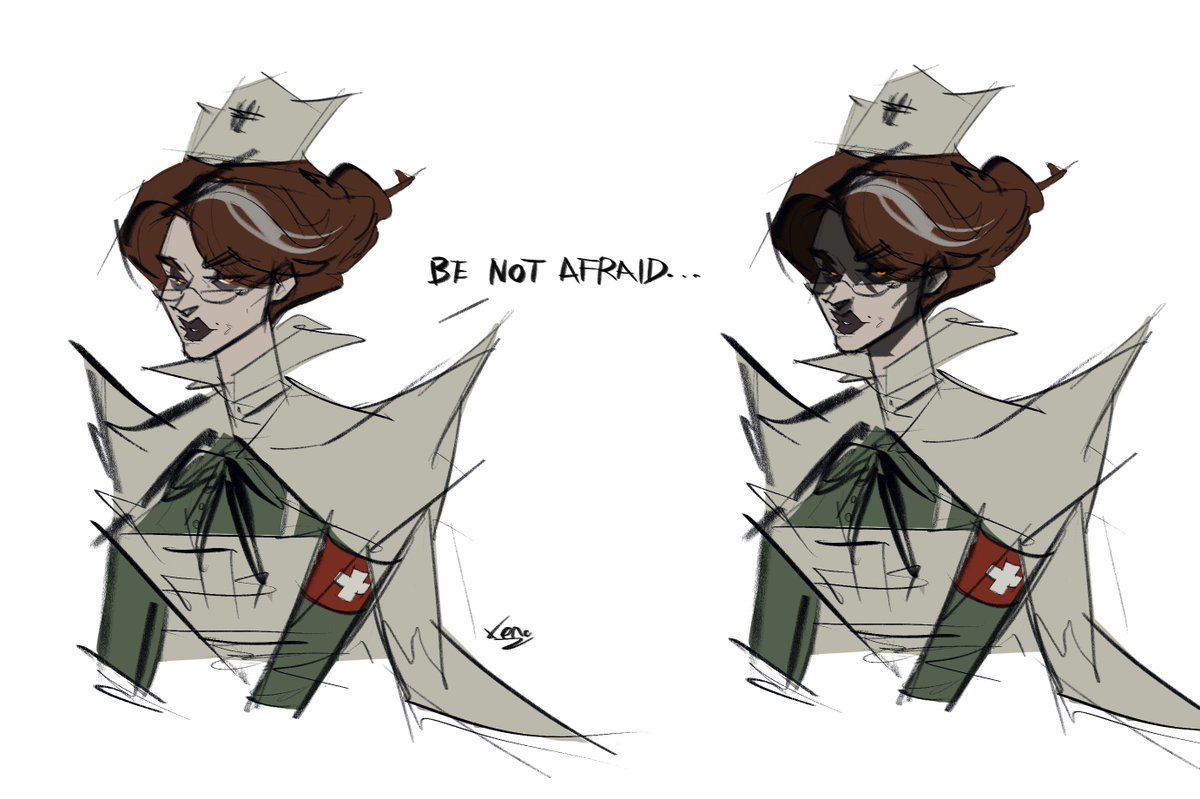 Xenoartist_'s tweet photo. Nurse Harrow sketch, I still need to learn how to draw her hair properly #deadlock #VOTENURSEHARROW https://t.co/Xqjr8MGZ7D