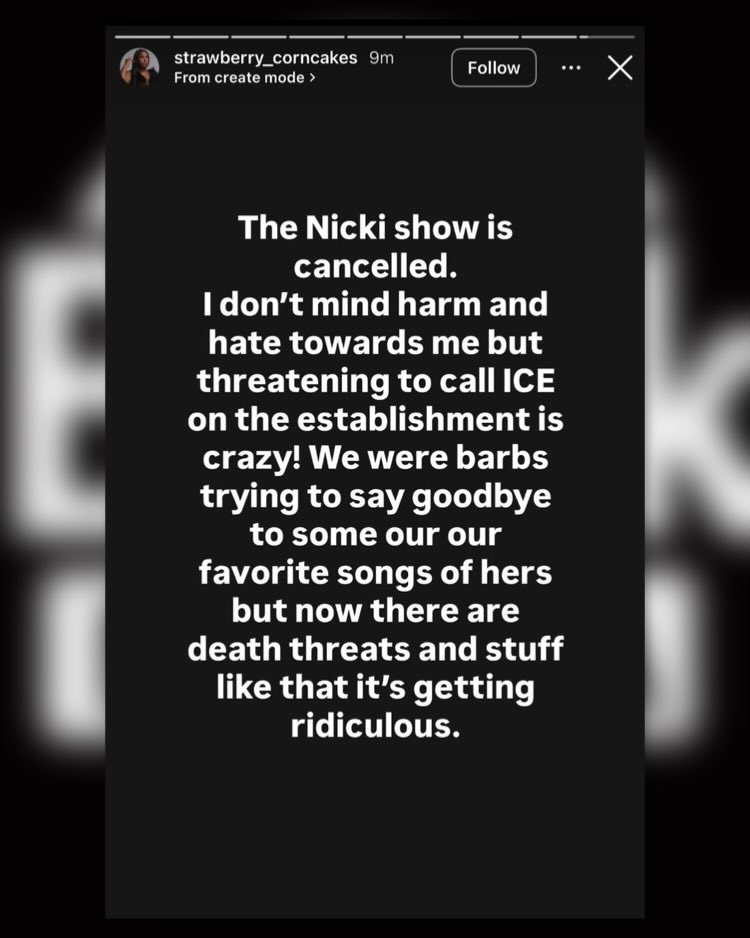 BlackMedia___'s tweet photo. 🚨UPDATE: The “funeral” planned for Nicki Minaj has officially been canceled.

Thanks to everyone who took the time to speak up, report the event and make sure the people responsible knew this kind of stunt wasn’t going to go unnoticed.

A fake funeral for a living woman was never normal. And it never should have been.