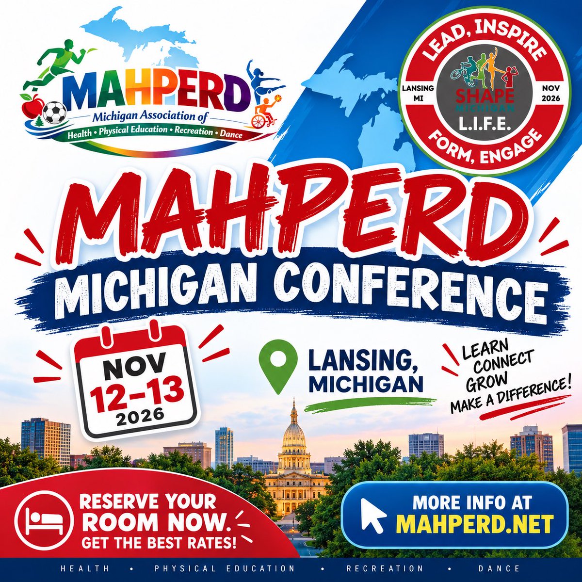 MAHPERDMichigan's tweet photo. The MAHPERD conference is quickly approaching!  Make sure you are registered and have your room reserved!  Details can be found at https://t.co/MhEKRjGmLD https://t.co/6N8XMN3veI