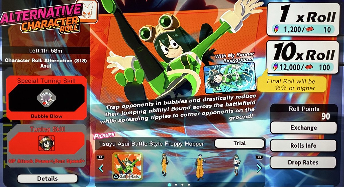 narutojon626's tweet photo. Was able to get the last outfit for #Tsu
from the #Froppy banner. 
#Tsuyuasui #MHA #MHAUR https://t.co/5fGK5NPZrM