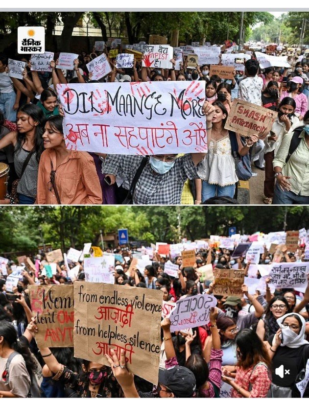 Ashish11464375's tweet photo. नई दिल्ली में मिरांडा हाउस से दिल्ली विश्वविद्यालय के फैकल्टी ऑफ आर्ट्स तक ‘हम आजाद हैं सॉलिडैरिटी मार्च’ निकाला गया। मार्च में महिला छात्रों ने हिस्सा लिया। इस दौरान प्रतिभागियों ने हाथों में पोस्टर और बैनर लेकर अपनी मांगों और संदेशों के साथ मार्च किया।
#HumAzadHain #Solidarity https://t.co/25sZxFLAeA