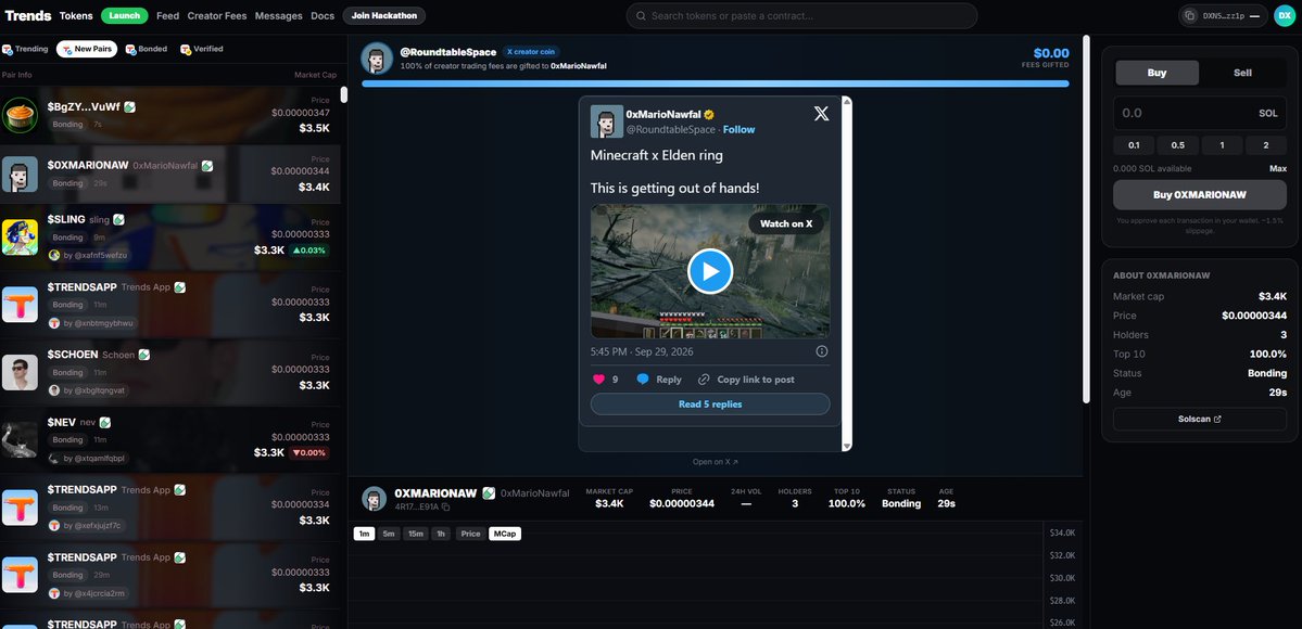 trendsdotrun's tweet photo. Manual launch support is now live on https://t.co/2XoAvAptOk

You can now launch and trade new pairs directly through Trends Pay in the browser 

giving creators and communities another way to deploy, discover, and trade. 

Custom dynamic fee rewards are coming in the next update.

Launch. Trade. Pay creators through @XMoney
