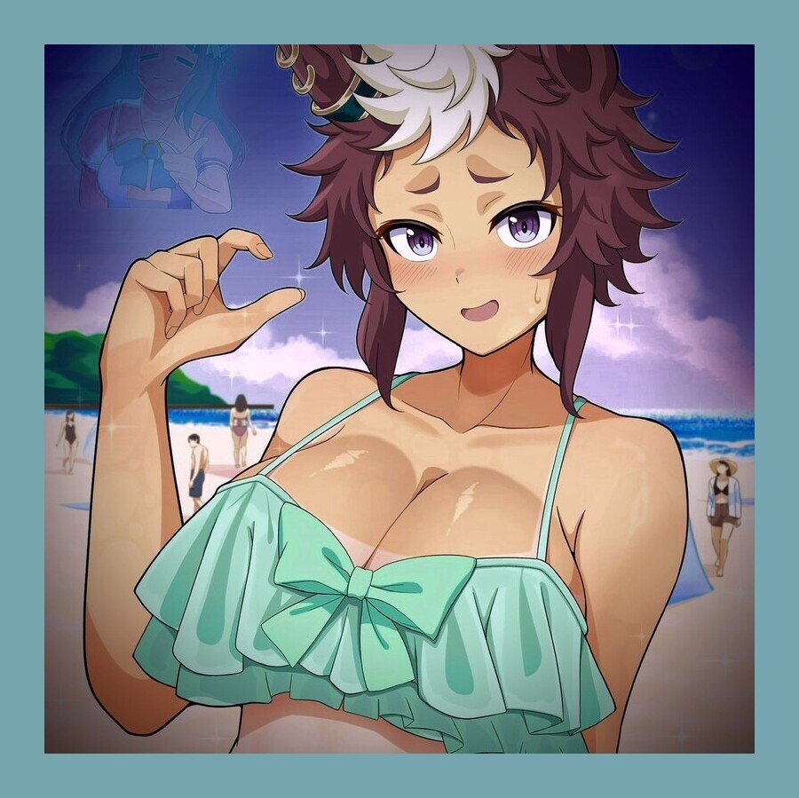 MusclesMusume's tweet photo. ⠀

⠀⠀⠀⠀⠀ ❝  Yeah, I know it's silly to buy a new swimsuit this close to the seasons changing. 

⠀⠀. . .  But Dober was kind-of insistent.  ❞ 

⠀ https://t.co/cvmaJMfOGH