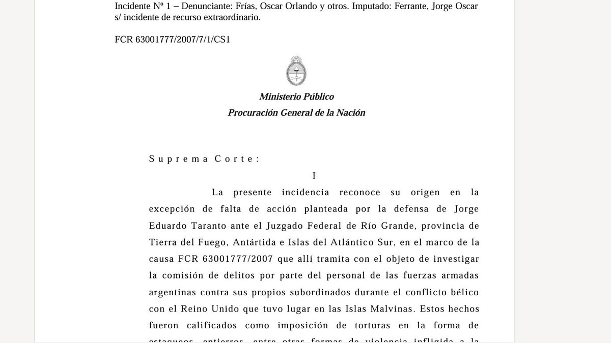 gabyspepe's tweet photo. ¿Saben qué otra causa que involucra a los excombatientes de Malvinas tiene la Corte Suprema?La de las torturas de los mandos militares a los conscriptos. El procurador Casal dictaminó en NOVIEMBRE DE 2022. ¿Qué dijo la Corte? Todavía nada. https://t.co/Ir7VXVI13W