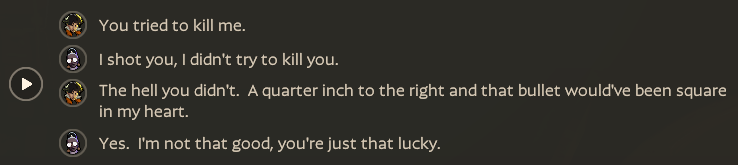 azargentum's tweet photo. this interaction between calico and pocket really intrigues me because while calico could be being sassy it could also support the theory that the "failed" assassination was on purpose https://t.co/abaARmj8E4