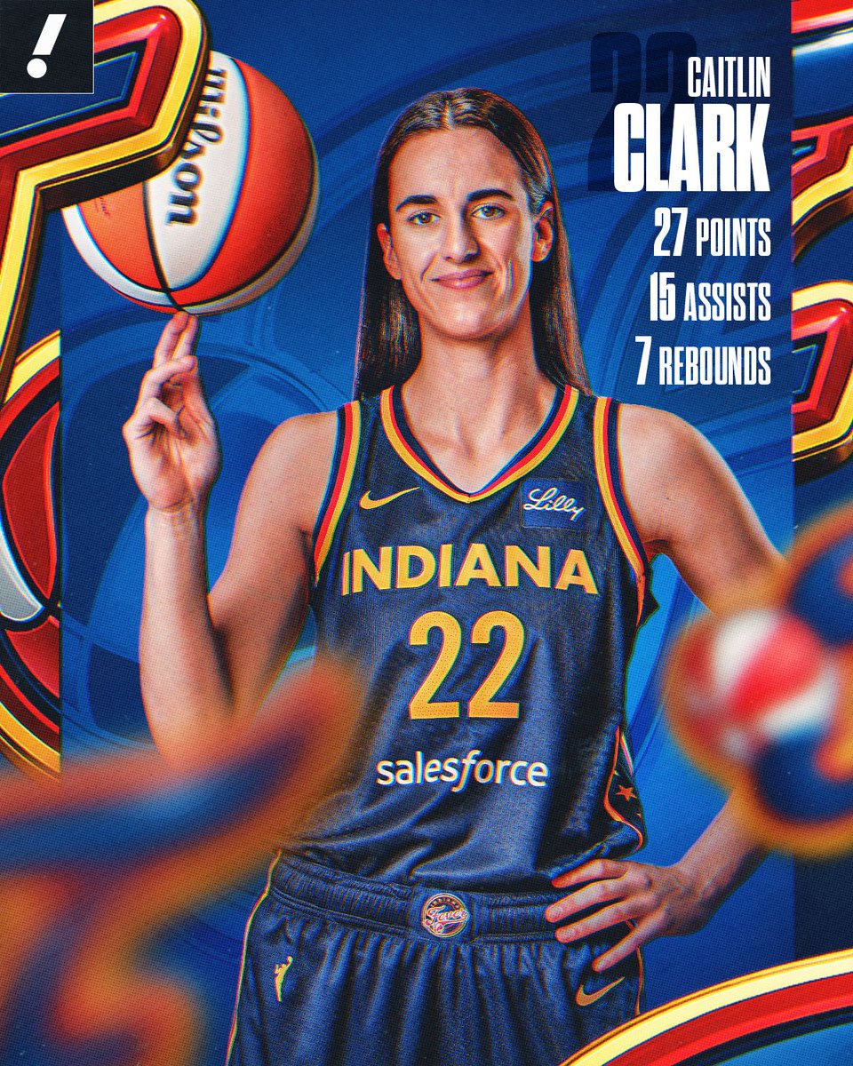 YahooSports's tweet photo. Caitlin Clark wasn't going down without a fight 😤 

Clark is the first player in WNBA history to record 25 points and 15 assists in a regular season OR playoff game 👏 https://t.co/Tu0pfpO3GB