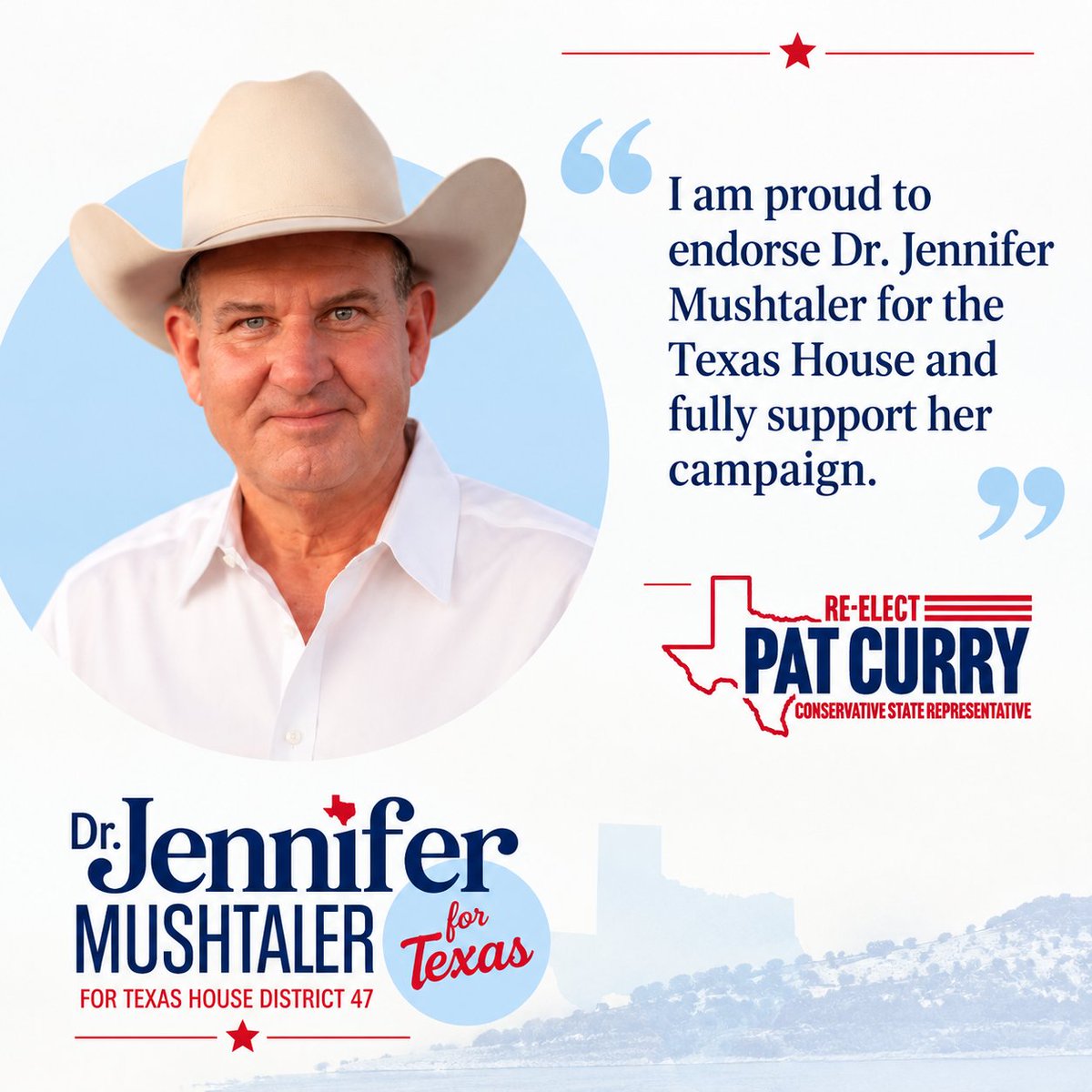 DrJenforTexas's tweet photo. Thank you @PatrickJCurry1 for your endorsement. https://t.co/kox5HJ8oSE