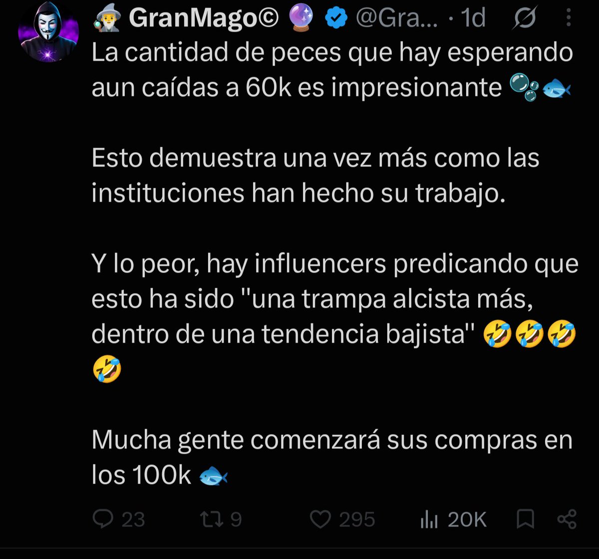 CryptoSoldierNR's tweet photo. Tremendo post del @GranMag0 
🔥 El trader se encuentra en extremo sentimiento Alcista. Lo cual es Legítimo
▫️ Sin embargo un trader que no aguante el criterio de otro, sin insultar, en realidad NO es trader. El sujeto me ha bloqueado hace años
▫️ Yo como trader no espero que todos estén de acuerdo con mi punto de vista del mercado, reconozco en sí, que el mercado es eso, una confluencia de distintas posturas y decisiones. El que no soporte críticas constructivas, sin insultos o falta de respeto, JAMÁS será trader, solo un influencer más
🫡 Menciona al mago en los comentarios para ver si me desbloquea...
🫠 Estamos analizando su desempeño en nuestro Youtúmetro