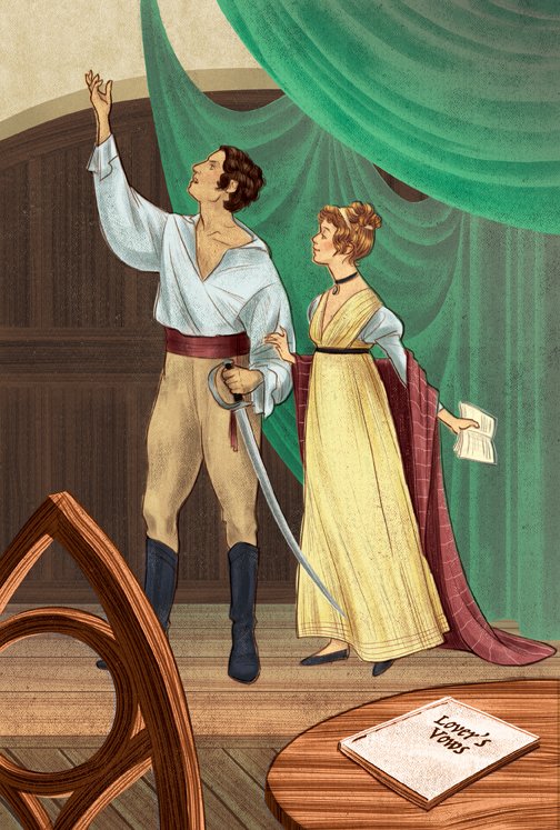 JAcastellano's tweet photo. #JaneAusten #MansfieldPark #MartesdeMansfield, los ensayos de #LoversVows, #HenryCrawford y #MariaBertram, ilustración de #JanelleCarbajal para el concurso que organizó @foliosociety en 2017 para ilustrar la novela. #Promesasdeenamorados #ElizabethInchbald https://t.co/0KqCWHJNfo