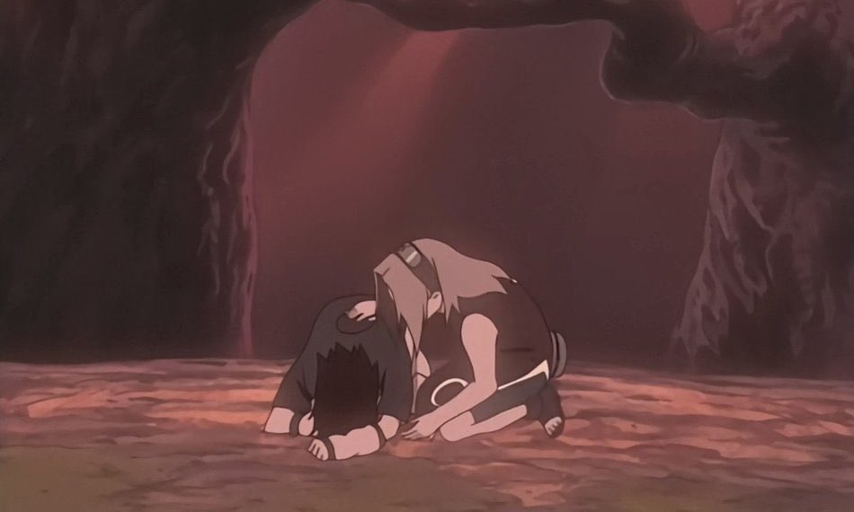 nickiventi's tweet photo. this moment when sasuke let himself rest on sakura's arms when he was in pain and was seeking comfort https://t.co/2fyeJr3qNy